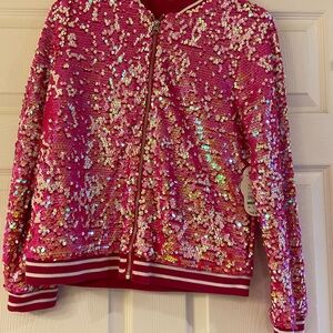 Pink Sequin Bomber Jacket
